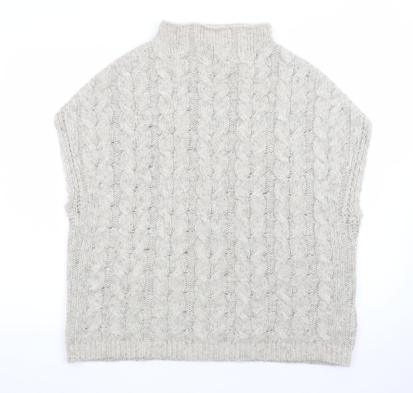 White Stuff Women’s Beige Cable-Knit Wool Alpaca Sleeveless Jumper S
