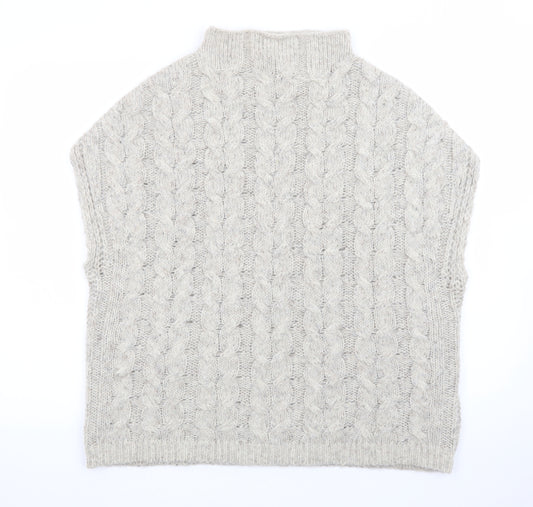 White Stuff Women’s Beige Cable-Knit Wool Alpaca Sleeveless Jumper S