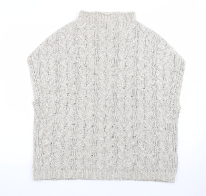 White Stuff Women’s Beige Cable-Knit Wool Alpaca Sleeveless Jumper S