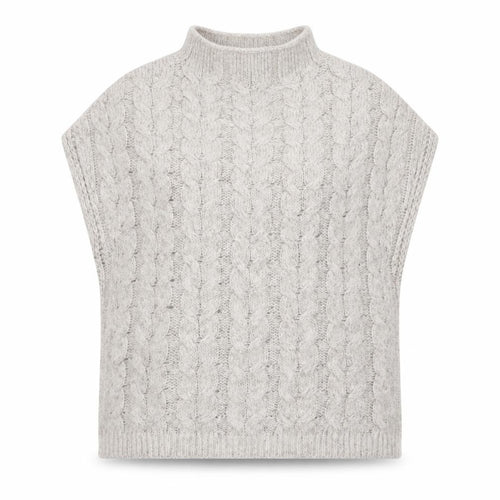 White Stuff Women’s Beige Cable-Knit Wool Alpaca Sleeveless Jumper S