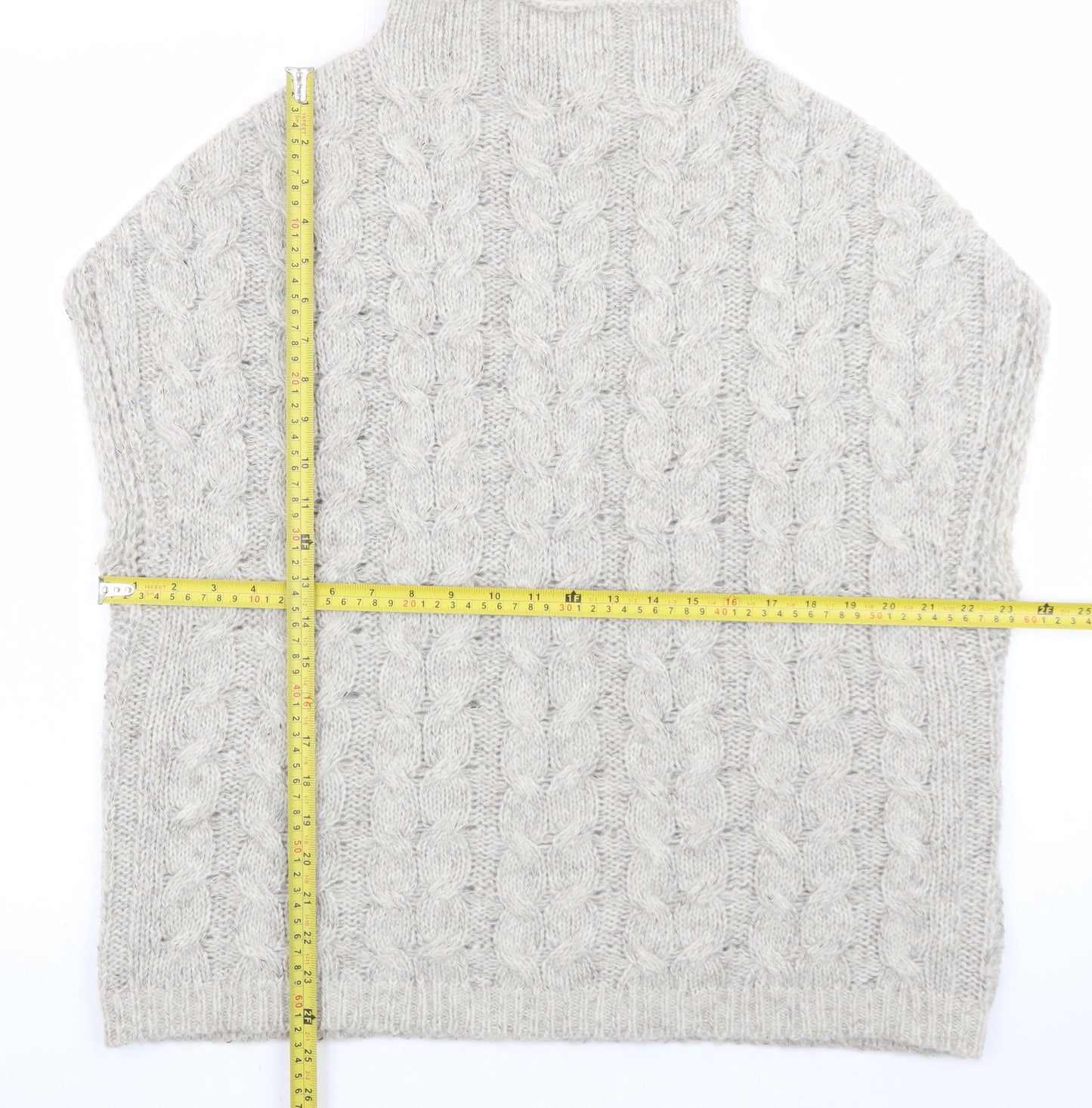 White Stuff Women’s Beige Cable-Knit Wool Alpaca Sleeveless Jumper S