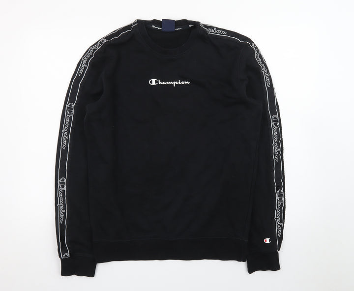 Champion Men's Black Pullover Crew Neck Sweatshirt Medium