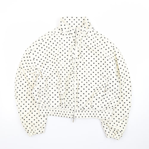 Marks and Spencer Women's White Polka Dot Bomber Jacket Size S