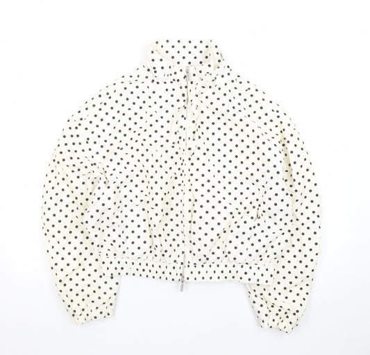 Marks and Spencer Women's White Polka Dot Bomber Jacket Size S