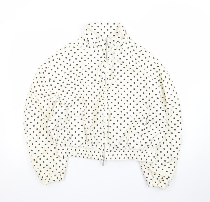 Marks and Spencer Women's White Polka Dot Bomber Jacket Size S