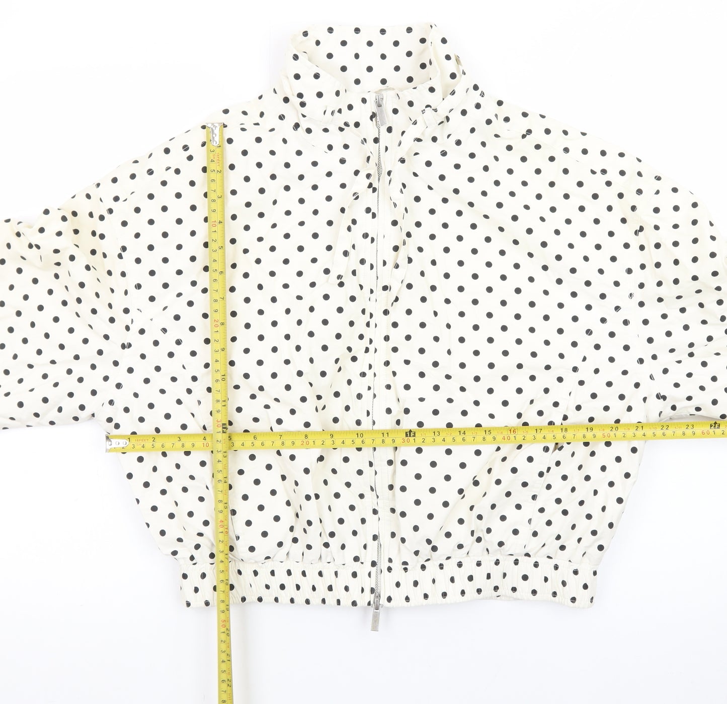 Marks and Spencer Women's White Polka Dot Bomber Jacket Size S