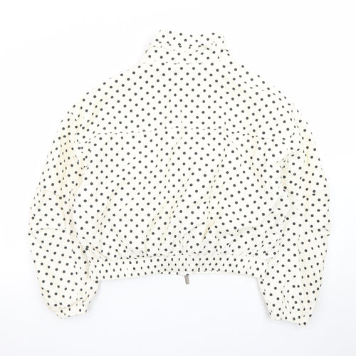 Marks and Spencer Women's White Polka Dot Bomber Jacket Size S