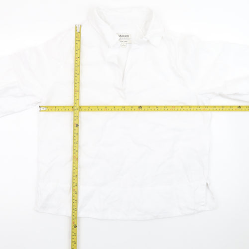 Jaeger Women’s White Linen Collared Short Sleeve Blouse Size 10