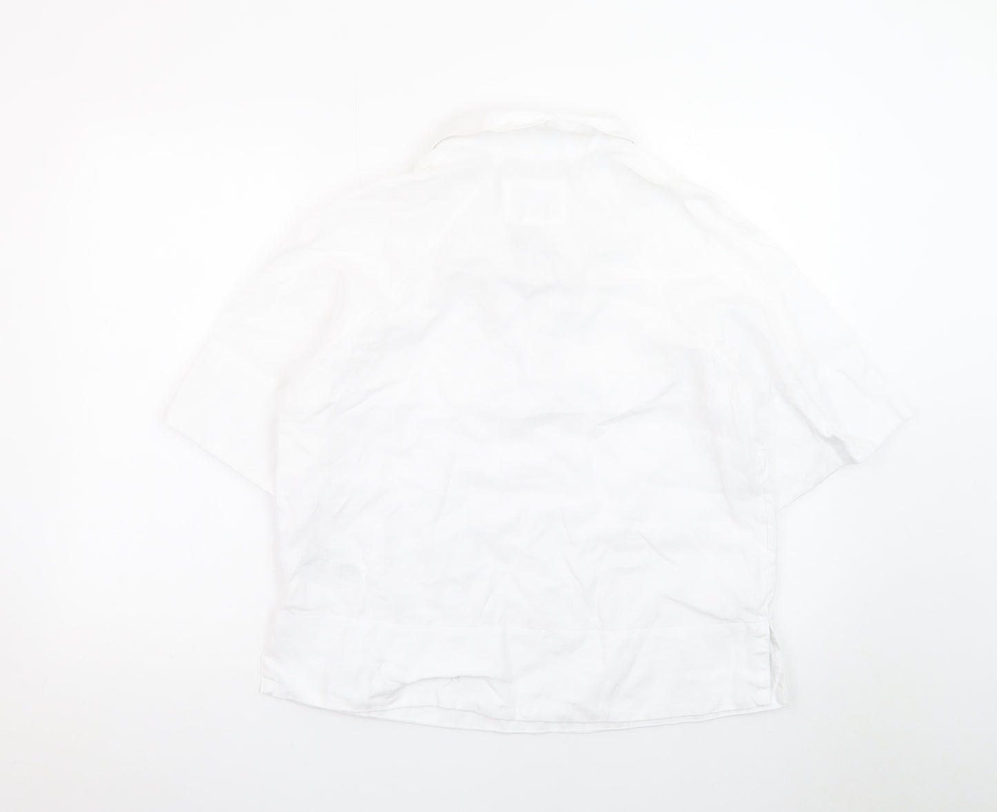 Jaeger Women’s White Linen Collared Short Sleeve Blouse Size 10