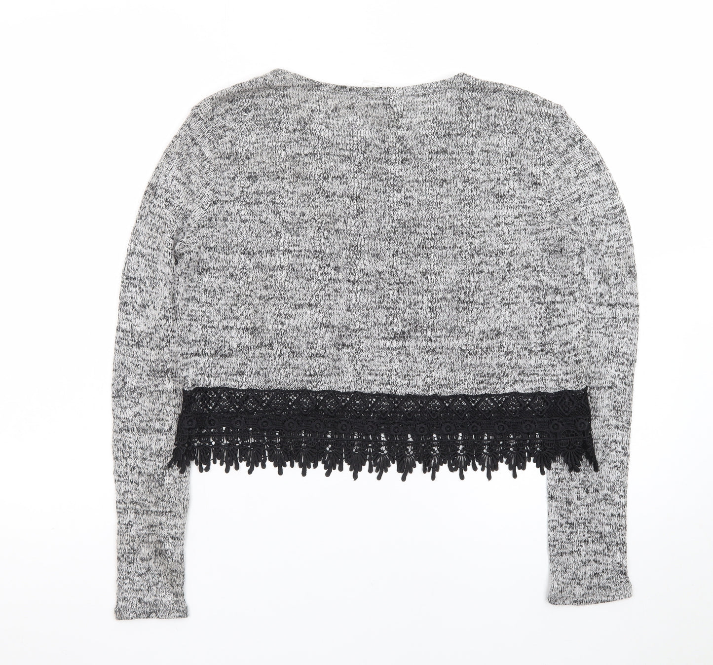H&M Women’s Grey Lace Hem Pullover Jumper Size S