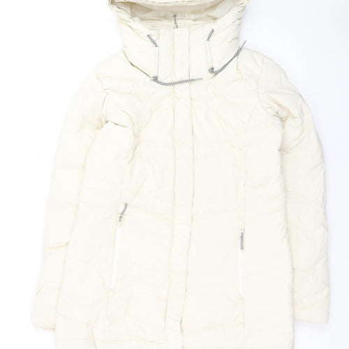 Columbia Women Ivory Long Hooded Puffer Coat L