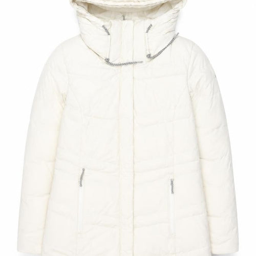 Columbia Women Ivory Long Hooded Puffer Coat L