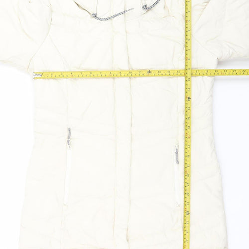 Columbia Women Ivory Long Hooded Puffer Coat L