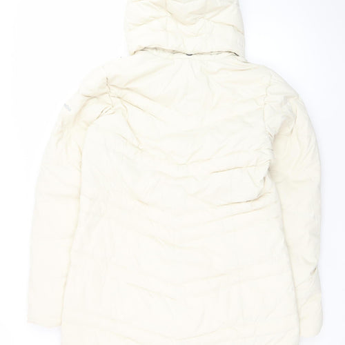 Columbia Women Ivory Long Hooded Puffer Coat L