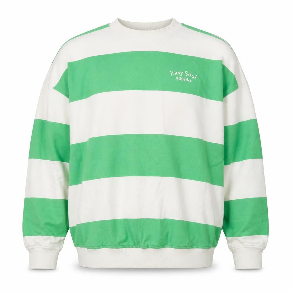 Front view of Divided Men's Green White Striped Pullover Sweatshirt S
