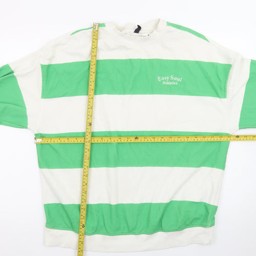 Divided Men's Green White Striped Pullover Sweatshirt S