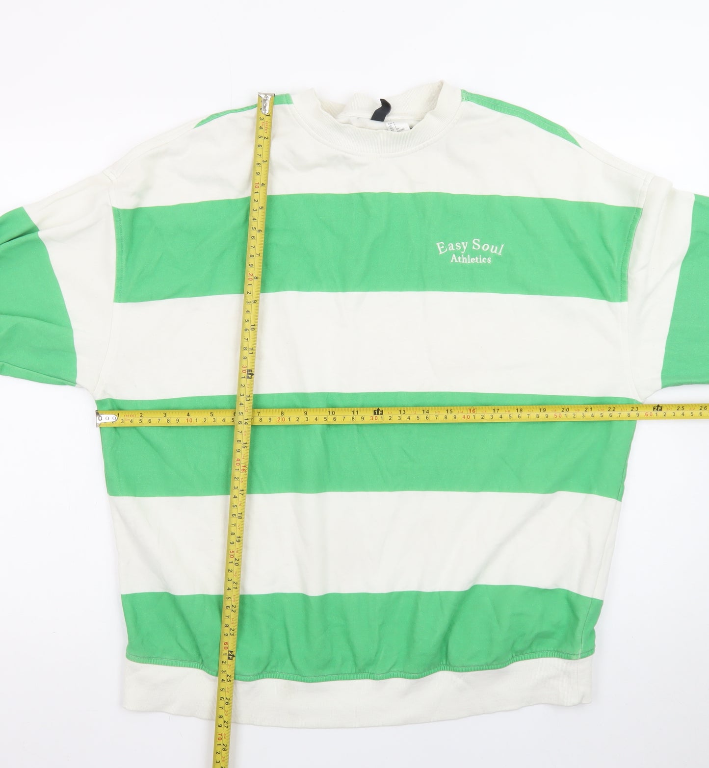 Divided Men's Green White Striped Pullover Sweatshirt S
