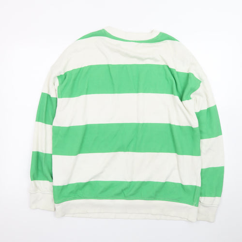 Divided Men's Green White Striped Pullover Sweatshirt S