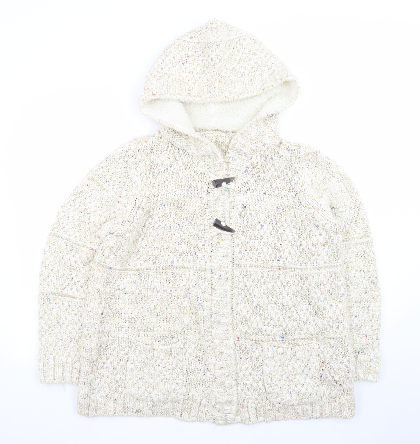 Marks and Spencer Women's Beige Hooded Chunky Knit Cardigan UK 16