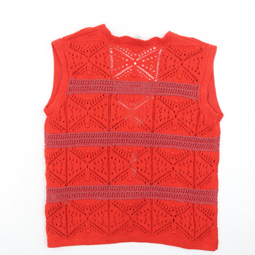 Marks and Spencer Women's Red Knit Sleeveless Tassel Vest S