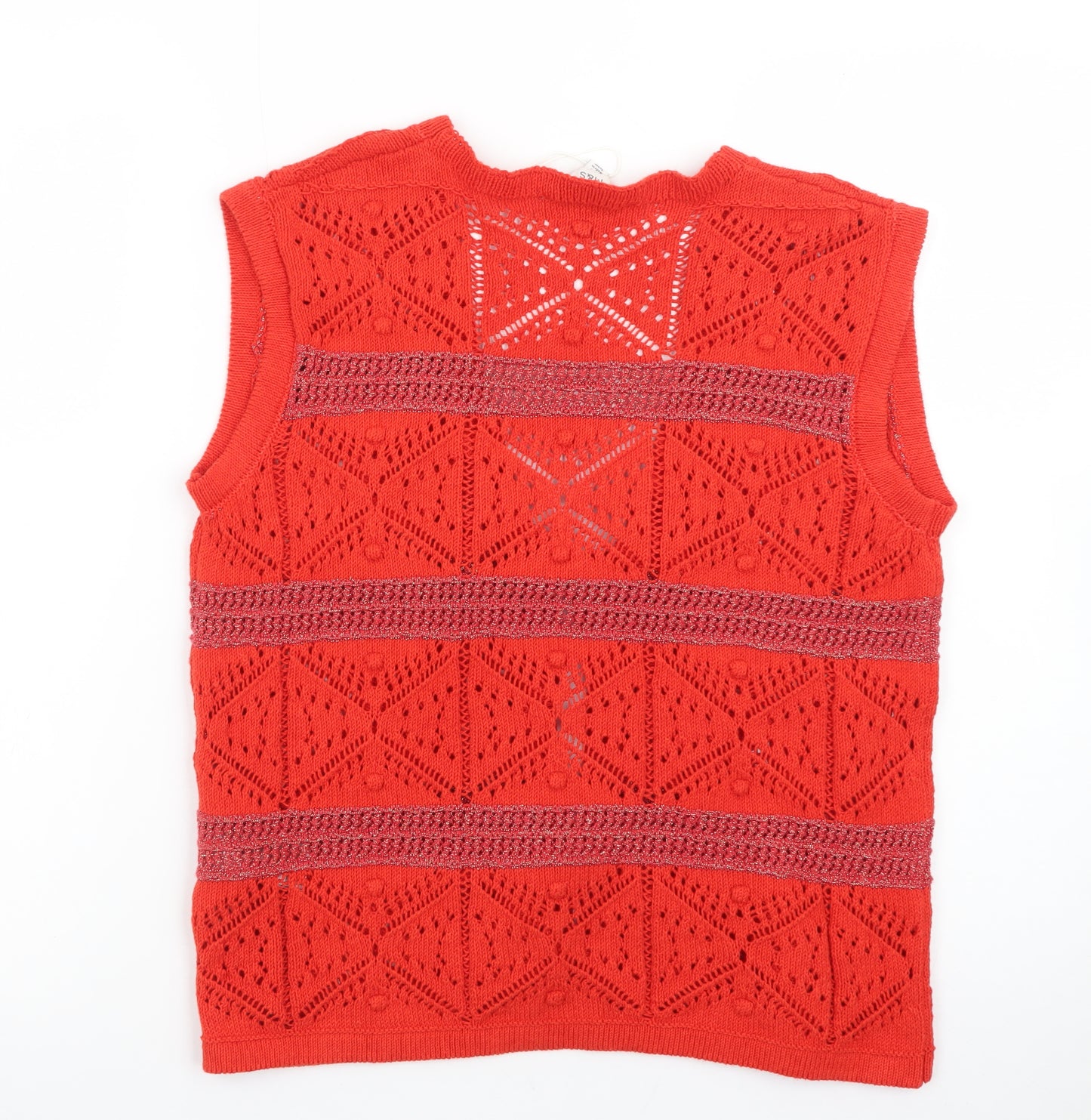 Marks and Spencer Women's Red Knit Sleeveless Tassel Vest S