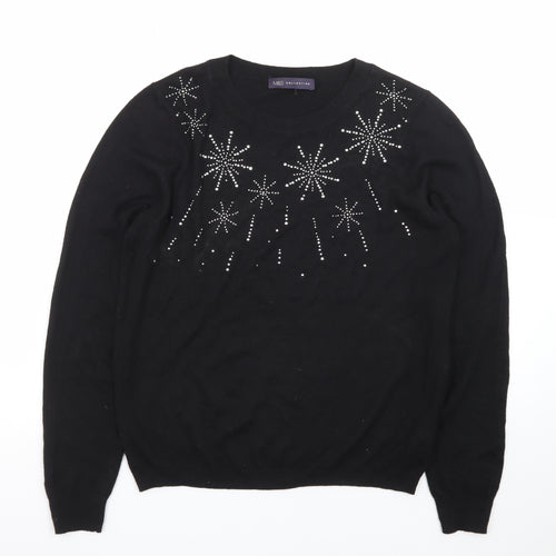 Marks and Spencer Women's Black Sequin Knit Jumper Size M