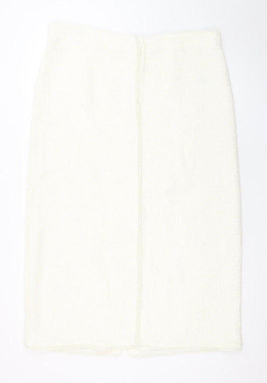 Marks and Spencer Women Ivory Tweed Pencil Skirt Size 18