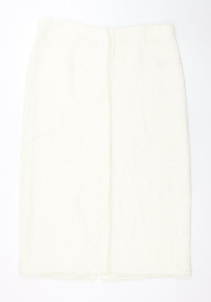 Marks and Spencer Women Ivory Tweed Pencil Skirt Size 18