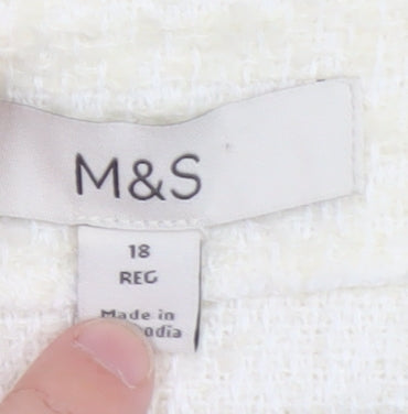 Marks and Spencer Women Ivory Tweed Pencil Skirt Size 18
