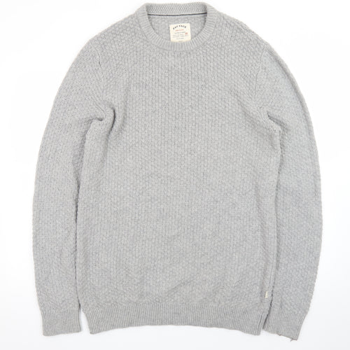 Fat Face Men's Grey Waffle Knit Cotton Wool Pullover Jumper Size M
