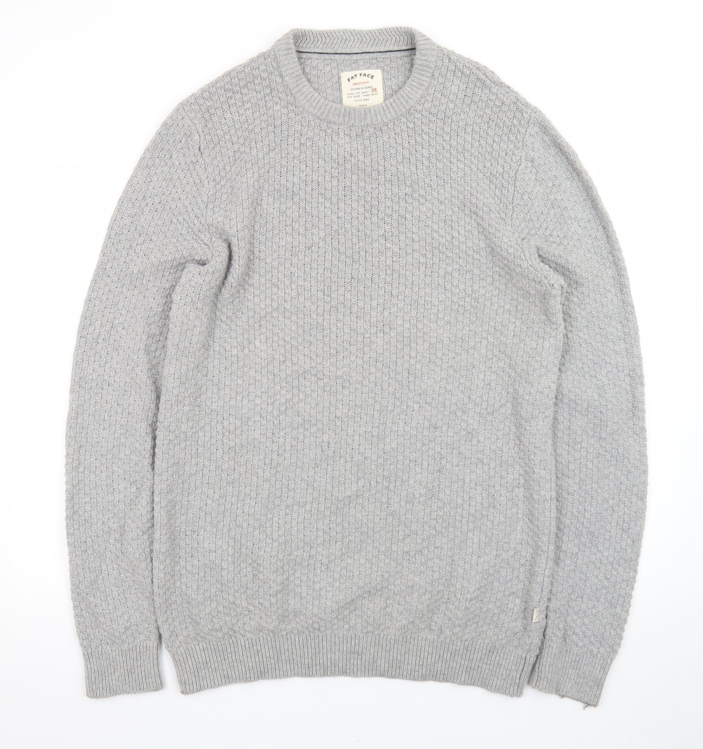 Fat Face Men's Grey Waffle Knit Cotton Wool Pullover Jumper Size M