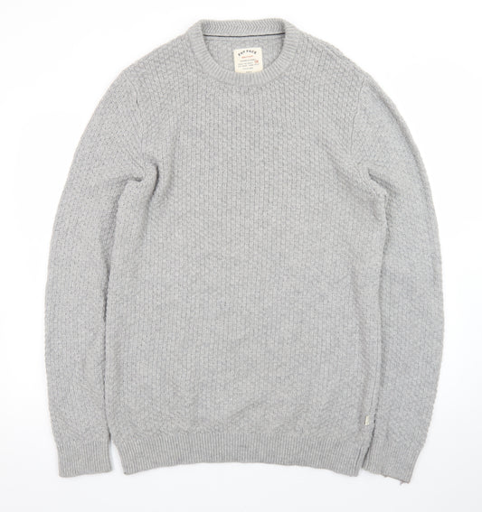 Fat Face Men's Grey Waffle Knit Cotton Wool Pullover Jumper Size M
