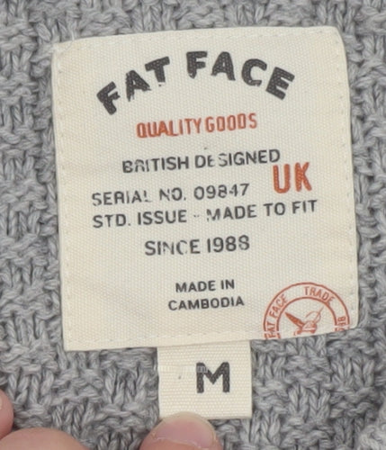 Fat Face Men's Grey Waffle Knit Cotton Wool Pullover Jumper Size M