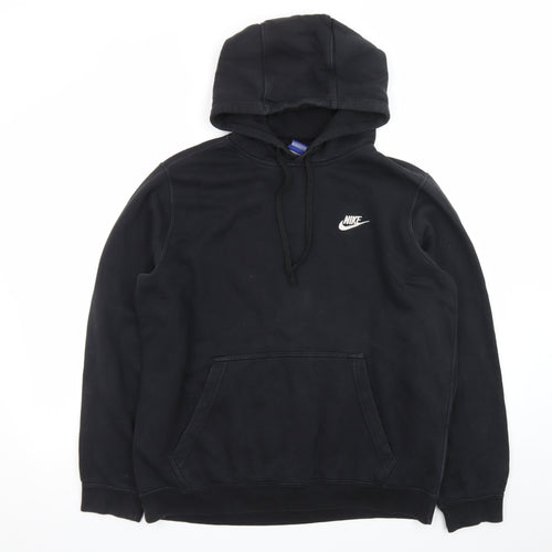 Nike Men's Black Pullover Hoodie L Fleece Logo Sportswear