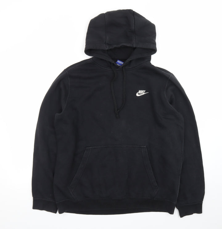 Nike Men's Black Pullover Hoodie L Fleece Logo Sportswear