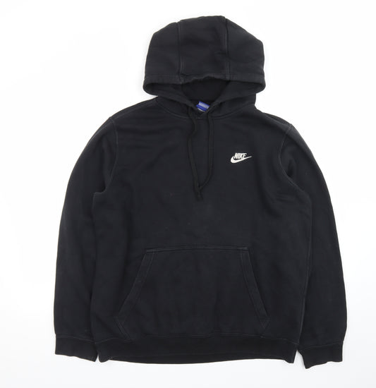 Nike Men's Black Pullover Hoodie L Fleece Logo Sportswear