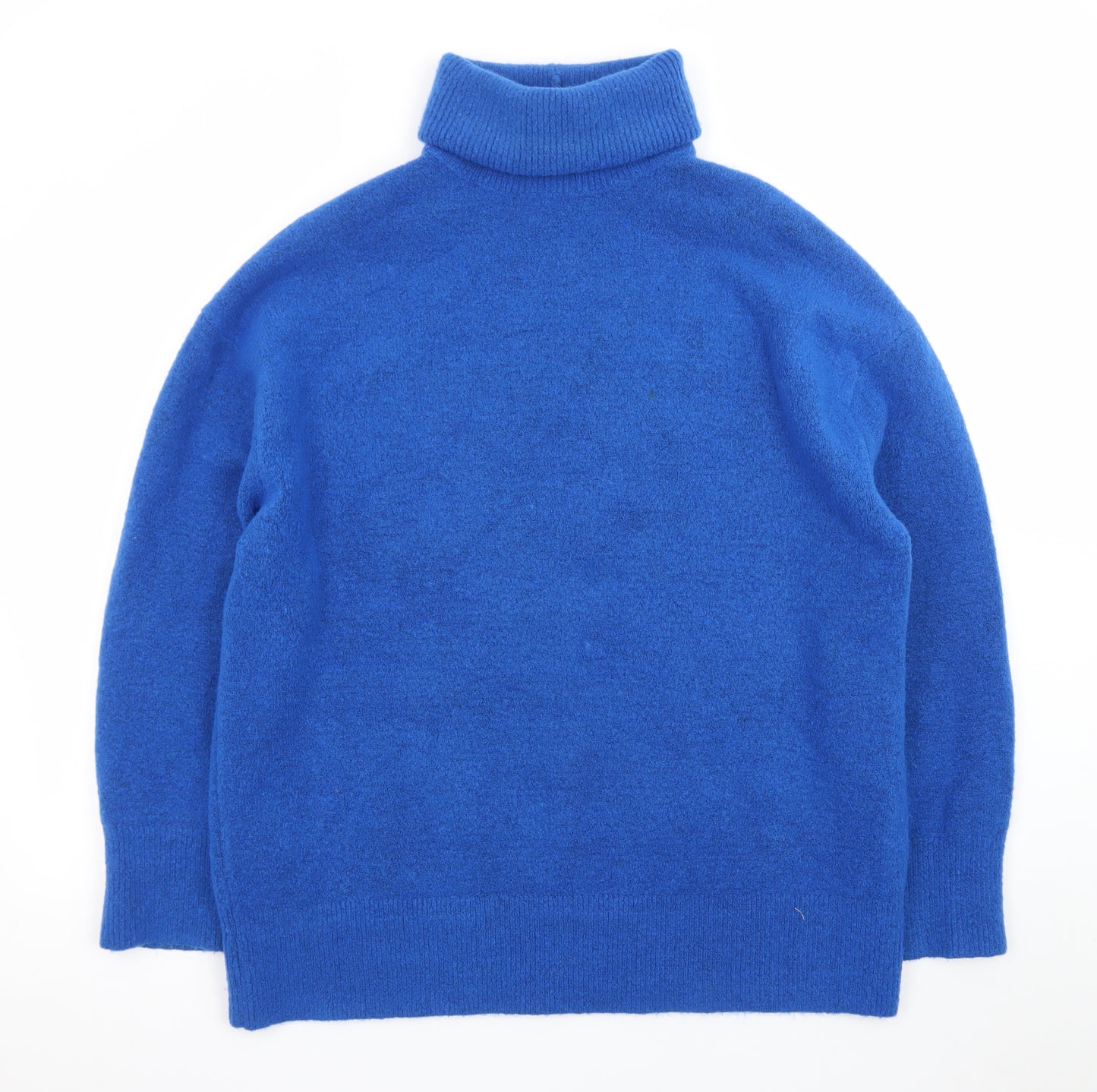 ZARA Womens Blue Roll Neck Wool Blend Jumper Size 12