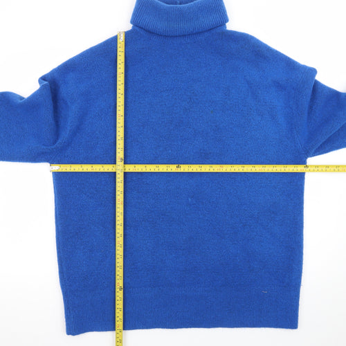 ZARA Womens Blue Roll Neck Wool Blend Jumper Size 12