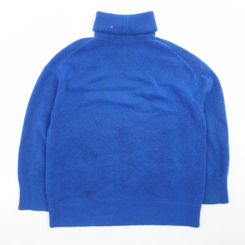 ZARA Womens Blue Roll Neck Wool Blend Jumper Size 12