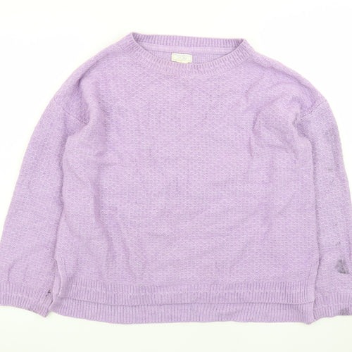 Fat Face Women Purple Knit Jumper UK 14 Crew Neck Long Sleeve