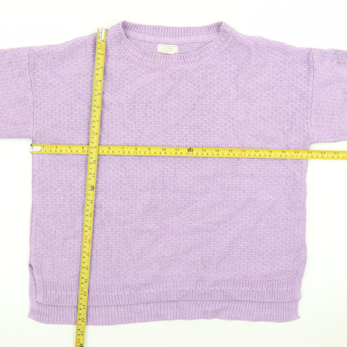 Fat Face Women Purple Knit Jumper UK 14 Crew Neck Long Sleeve