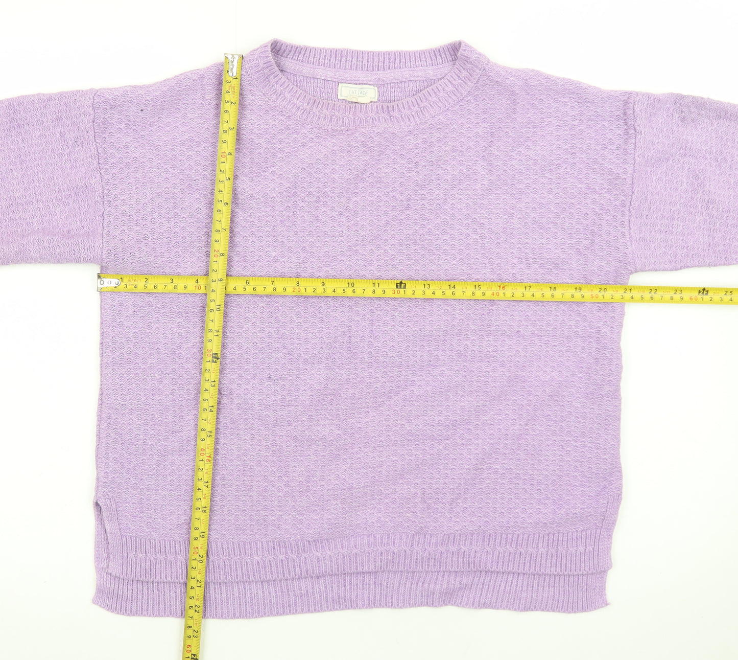 Fat Face Women Purple Knit Jumper UK 14 Crew Neck Long Sleeve