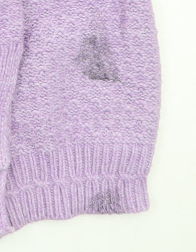 Fat Face Women Purple Knit Jumper UK 14 Crew Neck Long Sleeve