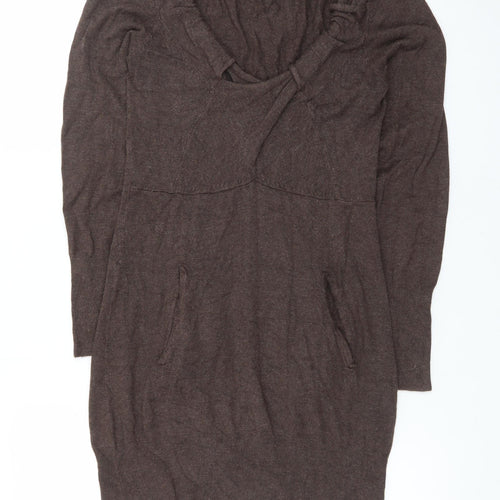 Apricot Women Brown Long Sleeve Knit Jumper Dress Size S