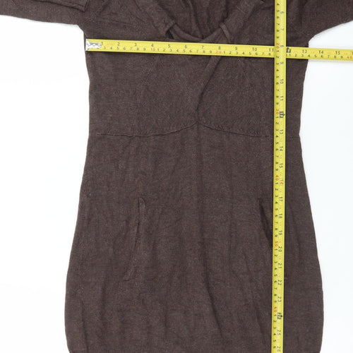 Apricot Women Brown Long Sleeve Knit Jumper Dress Size S