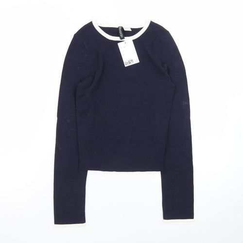 H&M Divided Women Navy Blue Long Sleeve Crew Neck Pullover XS