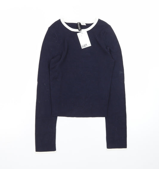H&M Divided Women Navy Blue Long Sleeve Crew Neck Pullover XS