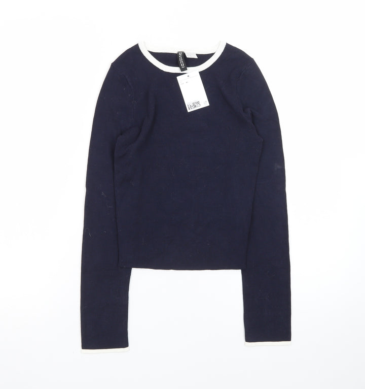 H&M Divided Women Navy Blue Long Sleeve Crew Neck Pullover XS