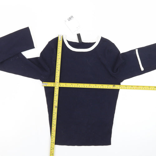 H&M Divided Women Navy Blue Long Sleeve Crew Neck Pullover XS