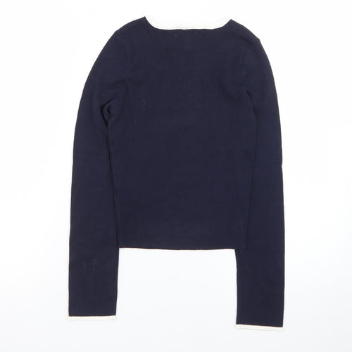 H&M Divided Women Navy Blue Long Sleeve Crew Neck Pullover XS